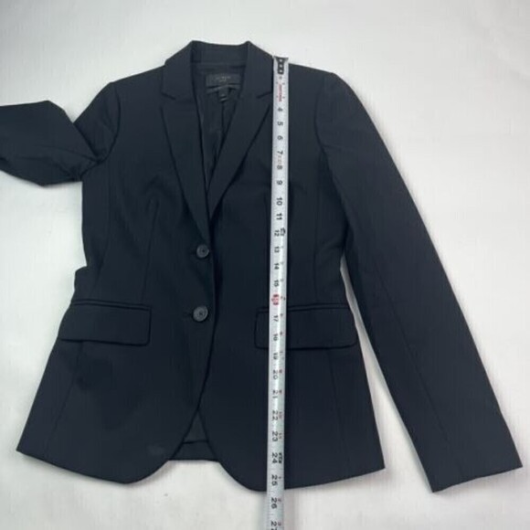 J Crew Black Blazer Super 120s Wool two button Jacket Lined pockets Size 0 - Picture 6 of 13